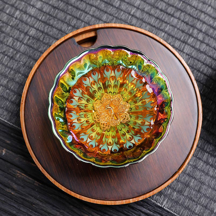 Buddha Stones Żywy Paw Lotos Inkrustowany Projekt Kolorowy Chiński Jianzhan Ceramiczny Filiżanka Do Herbaty Kung Fu