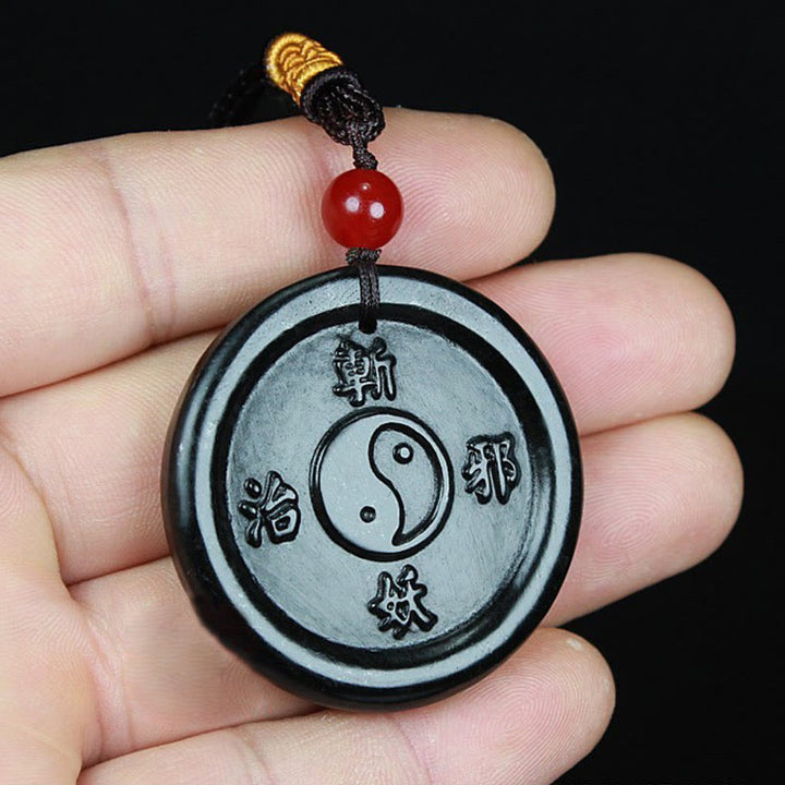 Buddha Stones Naturalny Hetian Cyan Jade Yin Yang Szczęście Harmonia Naszyjnik Wisiorek - image 4