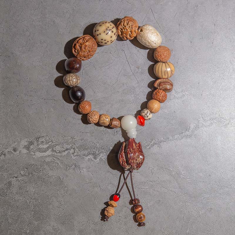 Buddha Stones 108 Mala Koraliki Bodhi Nasiona Szczęścia Bogactwo Bransoletka Mala Nadgarstek