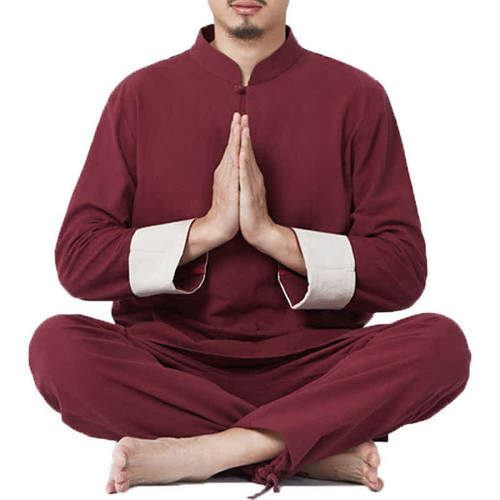 Buddha Stones Duchowa Zen Medytacja Joga Modlitwa Praktyka Bawełna Len Odzież Męska Zestaw