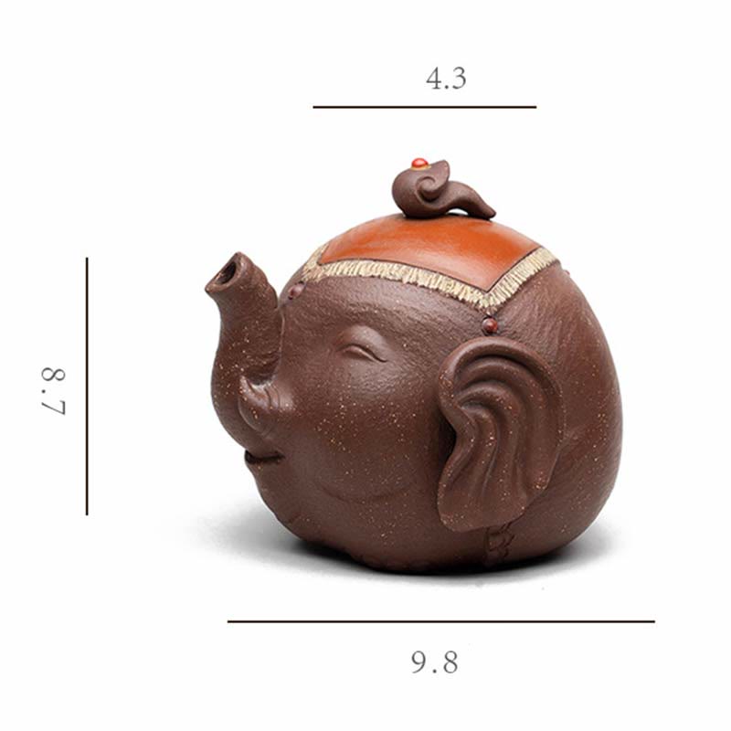 Buddha Stones Uroczy Słoń Pomyślne Chmury Fioletowa Glina Ceramiczny Czajnik