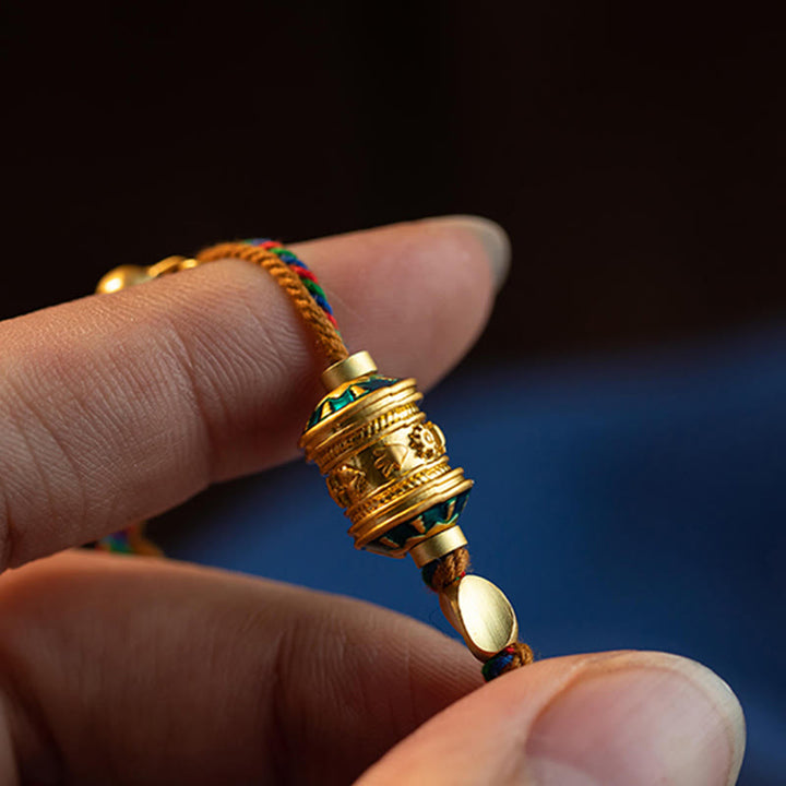 Buddha Stones Tybetańskie Ręcznie Robione Om Mani Padme Hum Koło Modlitewne Ochrona Siła Bransoletka Sznurkowa