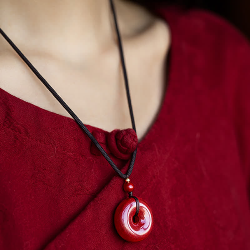 Naszyjnik z Buddha Stones Cinnabar Peace Buckle Calm Blessing