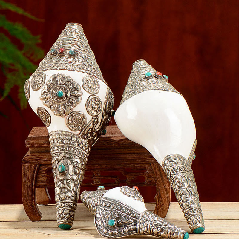 Tybetańska naturalna muszla Shankha Conch Shell Seashell Wealth szczęśliwa dekoracja domu - image 1