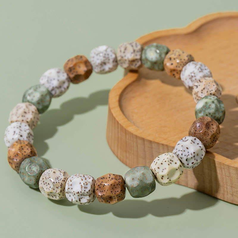 Buddha Stones Naturalne Kolorowe Nasiona Bodhi Bransoletka Pomyślności Bogactwa
