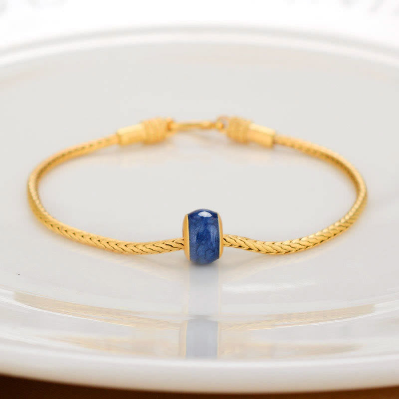 Buddha Stones Tybetańskie 18K Złoto Om Mani Padme Hum Szczęście Koi Ryba Fu Charakter Sztabka Miedziana Moneta Bransoletka Pokoju