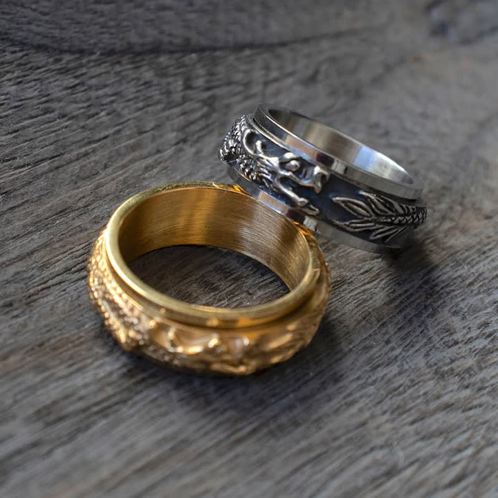 Buddha Stones Pierścień obrotowy do stymulacji Dragon Titanium Steel - image 8