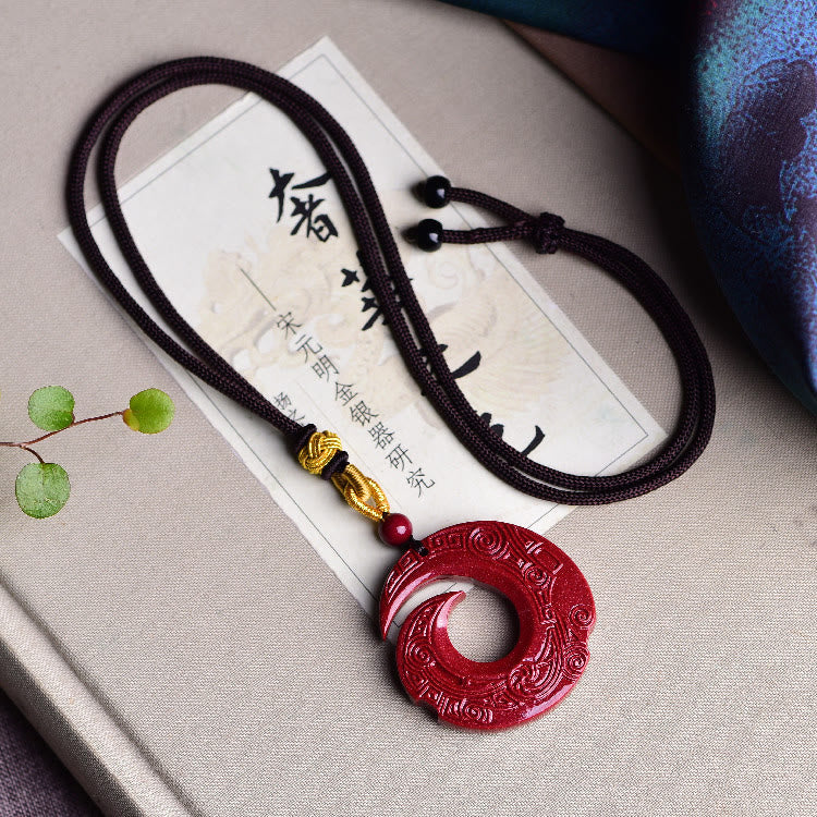 Buddha Stones Szczęście Poprawia Projekt Wzór Naturalny Naszyjnik Błogosławieństwo Cynober Wisiorek