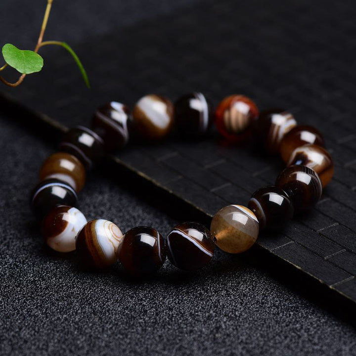 Buddha Stones Tybetański Sardonyx Szczęście Pozytywna Bransoletka