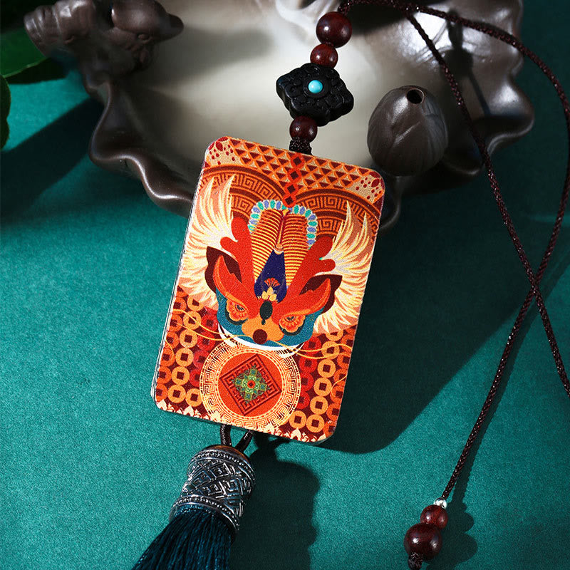 Buddha Stones PiXiu Drewno Hebanowe Szczęście Bogactwo Tassel Wisząca Dekoracja Samochodowa