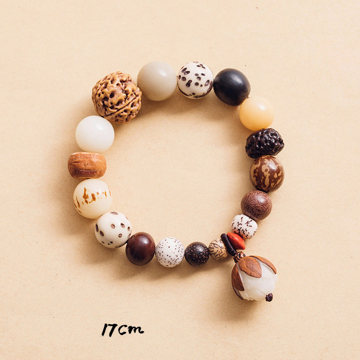 Buddha Stones Bodhi Nasiona Lotosu Mądrość Spokój Bransoletka Mala Na Nadgarstek