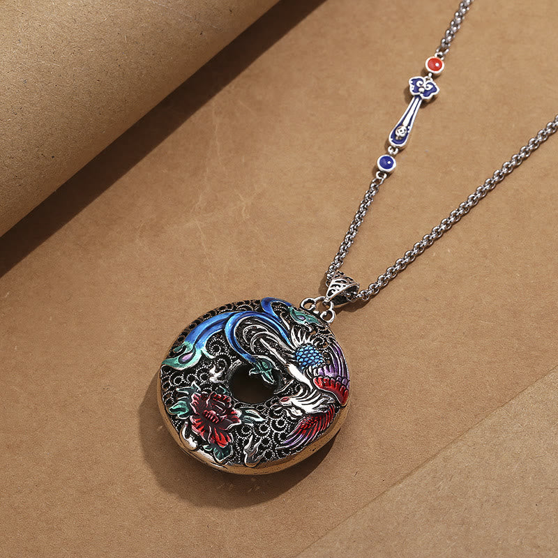 Naszyjnik z Buddha Stones Phoenix Peony Flower Luck Protection