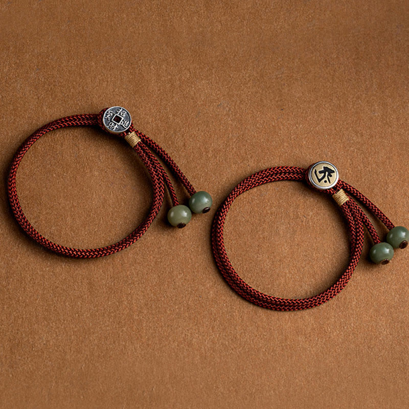 Buddha Stones 925 Srebro Sterling Ręcznie robione Chiński Zodiak Natal Budda Cyan Bodhi Nasiona Ochrona Pleciona Czerwona Bransoletka Sznurkowa