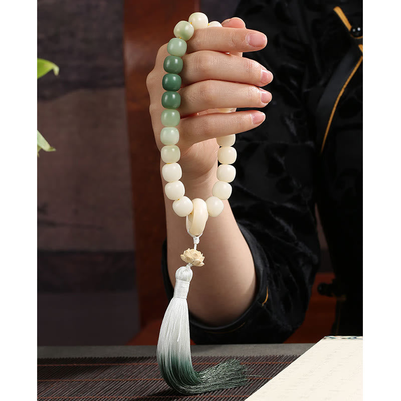 Buddha Stones Naturalny Gradient Bodhi Nasiona Fortuny Pieniądze Worek Lotos Mądrość Tassel Nadgarstek Mala