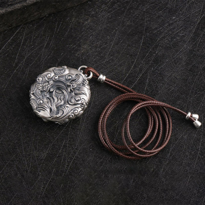 Buddha Stones 999 Srebro Sterling Dziewięć Smoków Bawiących Się Perłą Szczęście Ochrona Naszyjnik Wisiorek