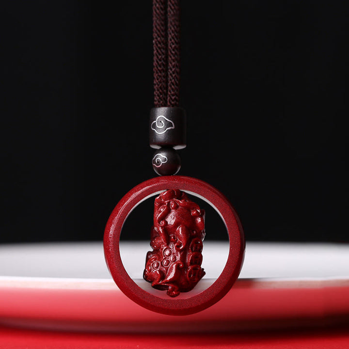 Buddha Stones Cynober Om Mani Padme Hum PiXiu Błogosławieństwo Szczęśliwy Koralik Naszyjnik Wisiorek - PiXiu - Brązowa lina - image 27