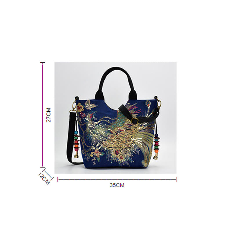 Buddha Stones Paw Dwustronna Haftowana Torba Tote Torba na Ramię Torba Crossbody
