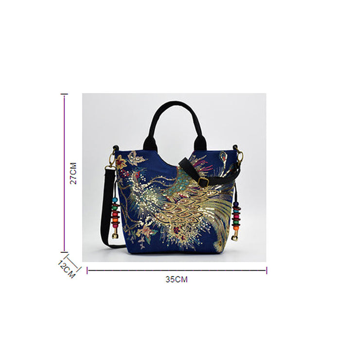 Buddha Stones Paw Dwustronna Haftowana Torba Tote Torba na Ramię Torba Crossbody