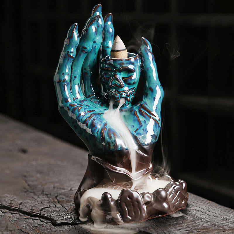 Buddha Stones Halloween Duch Ręka Czaszka Głowa Ceramiczny Pokój Uzdrawiający Kadzidło Palnik Dekoracja