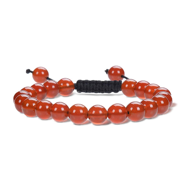 Buddha Stones Naturalna moc uzdrawiania Kamień szlachetny Kryształowe koraliki Unisex Regulowana bransoletka makrama - Czerwony Agat - image 19