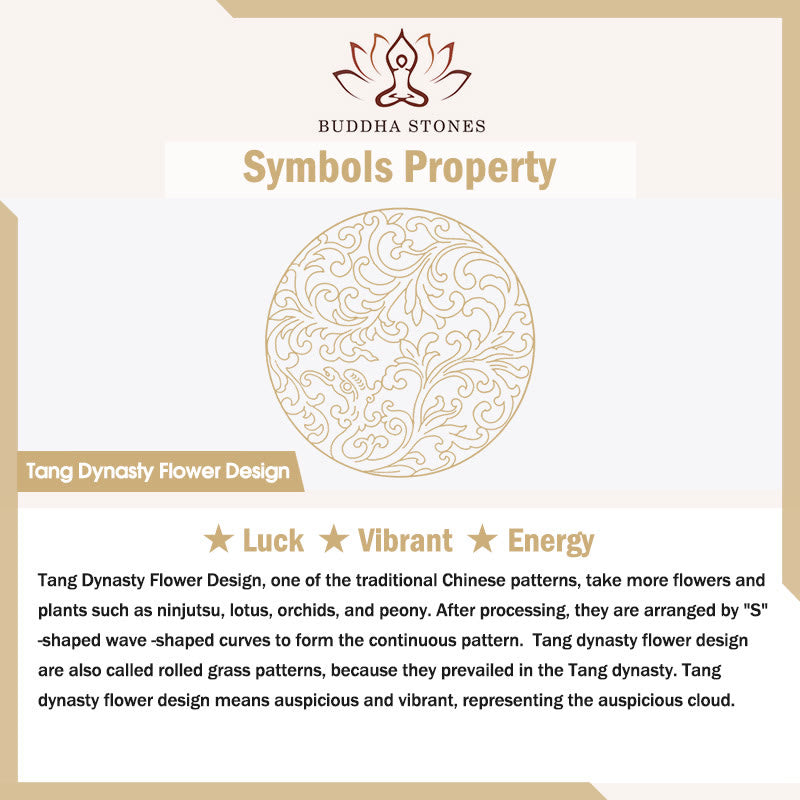 Buddha Stones Tang Dynasty Flower Design Luck Bransoletka ze stali nierdzewnej ze sprzączką