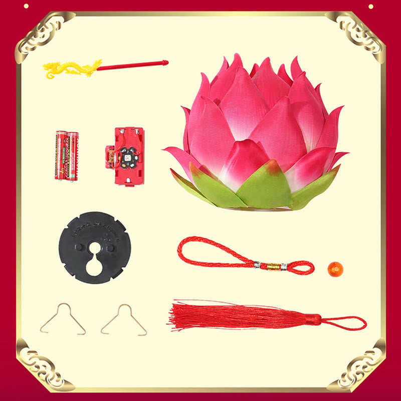 Buddha Stones DIY Kwiat Lotosu Smok Latarnia Lampa Tassel Dekoracja