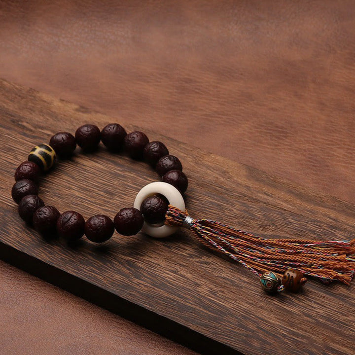 Buddha Stones Tybetańskie Nasiona Bodhi Agat Koralik Szczęście Bogactwo Tassel Charm Nadgarstek Mala