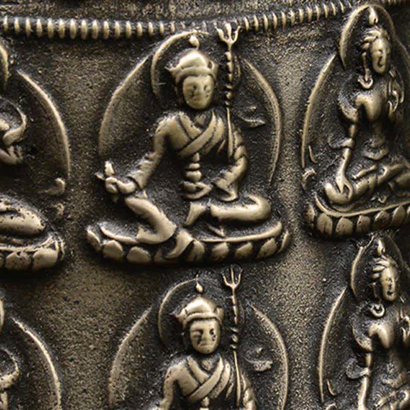 Tybetański grawerowany Budda Smok Wiatr Dzwon Miedziany Szczęście Dekoracja Ścienna