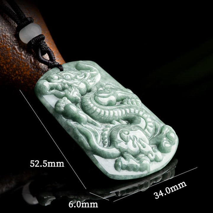 Buddha Stones Rok Smoka Chiński Zodiak Smok Jadeit Amulet Sukcesu Naszyjnik Wisiorek