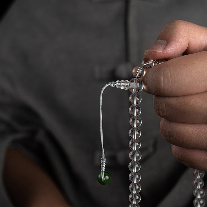 Buddha Stones 108 Koraliki Biały Kryształ Jade Medytacyjna Bransoletka Mala