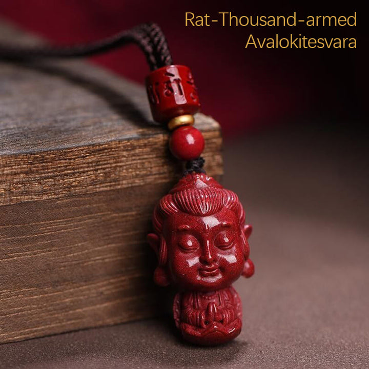 Buddha Stones Chiński Zodiak Natal Budda Naturalny Cynober Amulet Trzymający Z Daleka Złe Duchy Naszyjnik Wisiorek