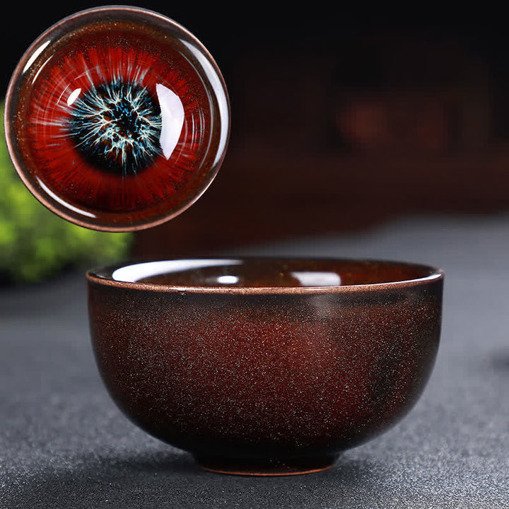 Buddha Stones Kolorowe Ceramiczne Filiżanki Do Herbaty Domowe Biuro Filiżanki Do Herbaty - Czerwony i niebieski - image 75