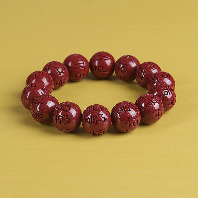 Buddha Stones Naturalne Podwójne PiXiu Cinnabar Om Mani Padme Hum Bogactwo Szczęście Koralikowa Bransoletka