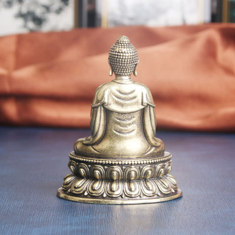 Tathagata Buddha Spokój Miedziana Statuetka Dekoracja - image 3