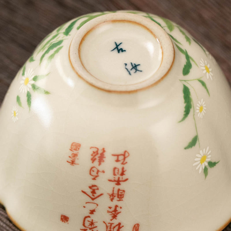 Buddha Stones Brzoskwiniowy Kwiat Stokrotki Ceramiczny Filiżanka Do Herbaty Kung Fu - image 5