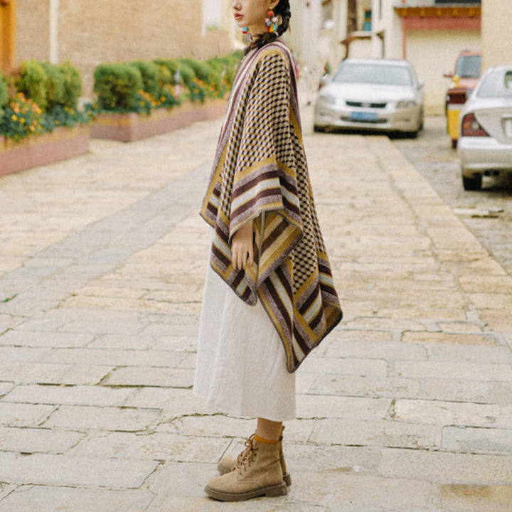 Buddha Stones Tybetański Szal Klasyczny Wzór Zimowy Przytulny Ciepły Szalik Podróżny Otulacz - image 16