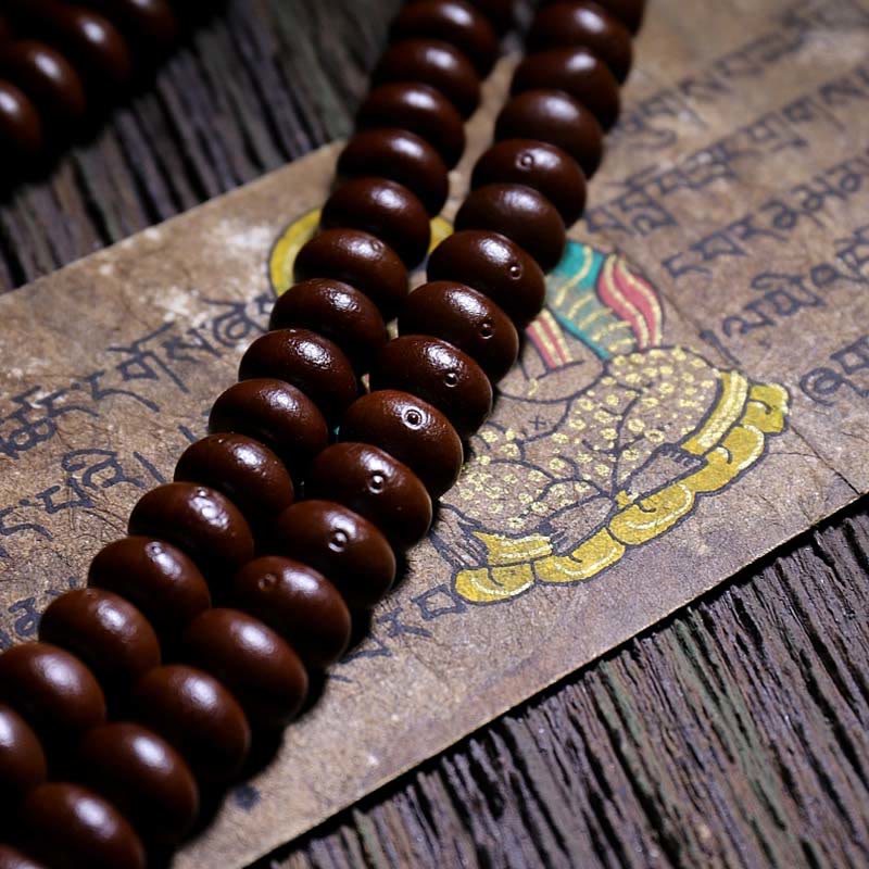 Buddha Stones Naturalne Tybet 108 Mala Koraliki Fioletowe Nasiona Bodhi Trójoki Koralik Dzi Miedziana Bransoletka Harmonii Dorje