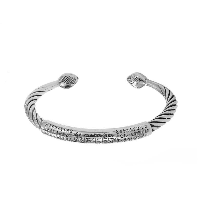 Buddha Stones Tybetańskie Om Mani Padme Hum Heart Sutra Czystość Bransoletka Mankietowa - image 12