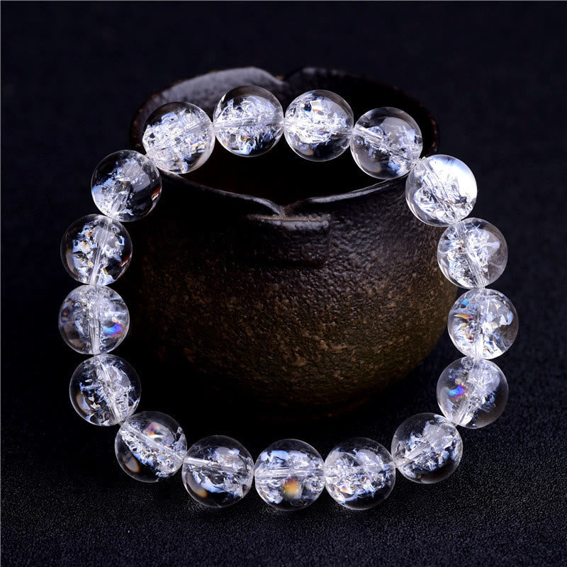 Bransoletka ochronna z naturalnego białego kryształu Buddha Stones