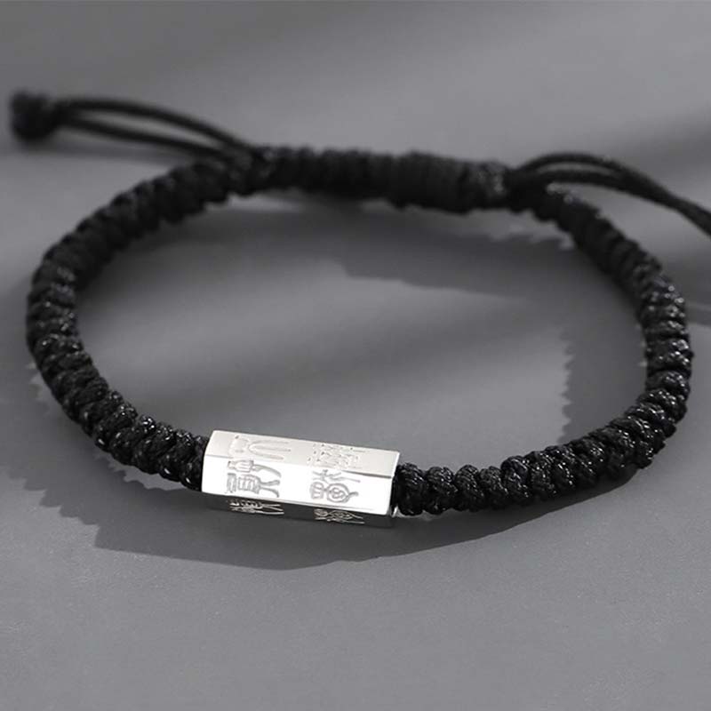 Bransoletka z Buddha Stones ze srebra próby 925 z grawerunkiem liter i błogosławieństwem - Czarny (rozmiar bransoletki 18-24 cm) - image 7