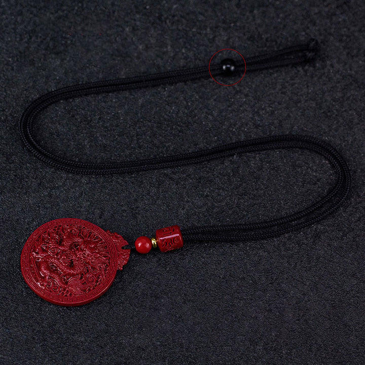 Buddha Stones Rok Smoka Naturalny Cynobrowy Naszyjnik Ochronny Smoka Wisiorek