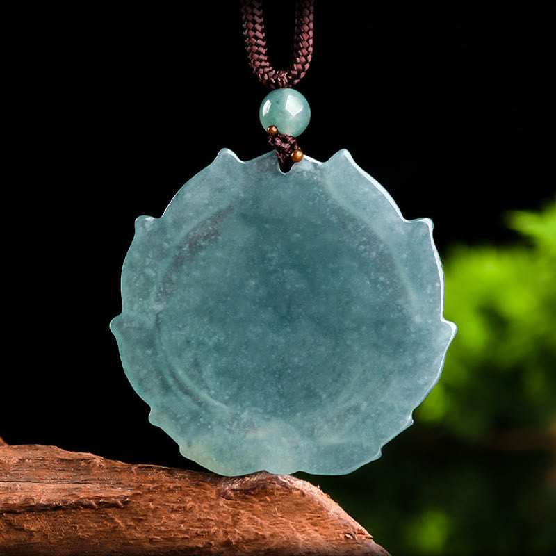 Buddha Stones Naturalny Jadeit Śmiejący Się Budda Wzór Lotosu Naszyjnik Szczęście Wisiorek - image 8