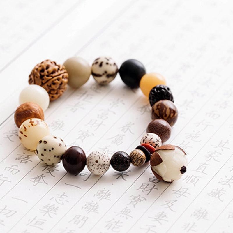 Buddha Stones Bodhi Nasiona Lotosu Mądrość Spokój Bransoletka Mala Na Nadgarstek