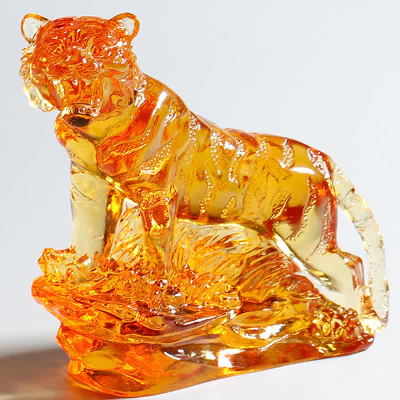 Ręcznie robiony Liuli Crystal Tiger Art Piece Ochrona Dekoracja Domu