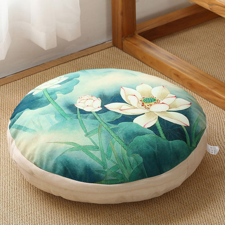 Buddha Stones Lotos Prosty Wzór Lniana Poduszka Medytacyjna Siedzenie Dekoracja Domu Salon - Odłączany - 40cm*10cm - ŚredniaAkwamaryna - image 30