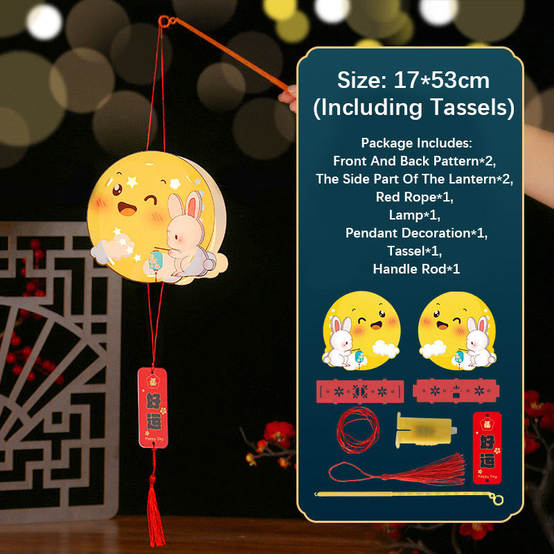Buddha Stones DIY Powodzenia Uroczy Królik Papierowy Lampion Lampion Dekoracja Latarni Festiwalu Środka Jesieni