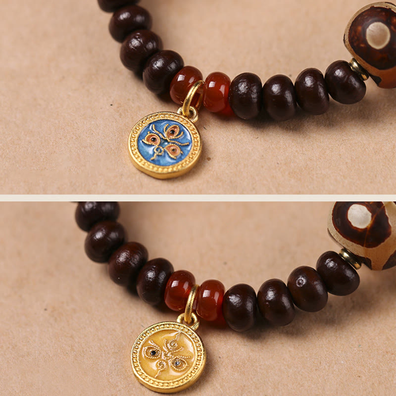 Buddha Stones Naturalne Tybetańskie Fioletowe Nasiona Bodhi Dzi Koraliki Bóg Bogactwa Mądrość Bransoletka