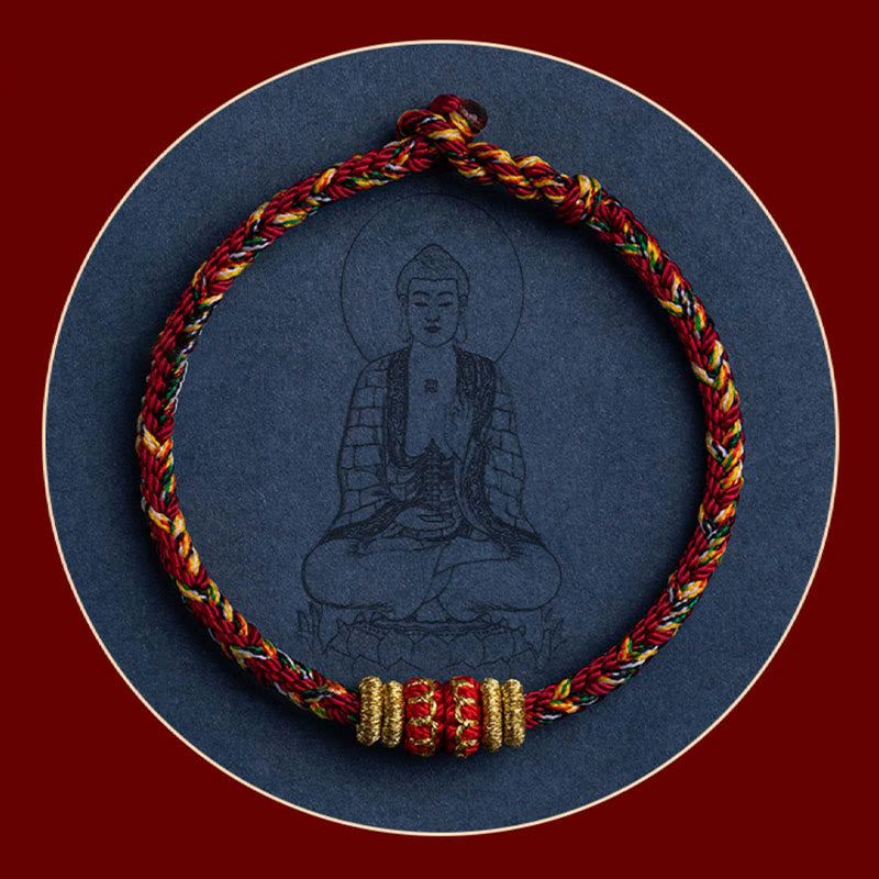 Buddha Stones Tybet Ręcznie Robione Chińskie Zodiak Natal Budda Szczęście Siła Bransoletka z Plecionego Sznurka