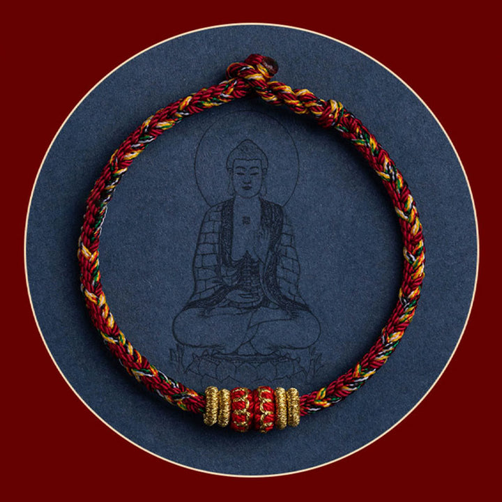 Buddha Stones Tybet Ręcznie Robione Chińskie Zodiak Natal Budda Szczęście Siła Bransoletka z Plecionego Sznurka