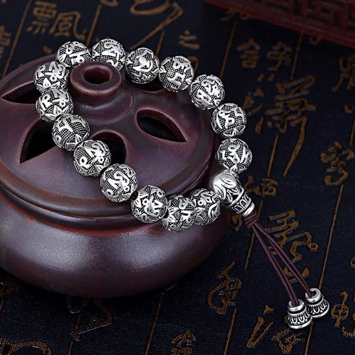 Buddha Stones Tybetańskie Om Mani Padme Hum Rzeźbione Koraliki Amulet Bransoletka